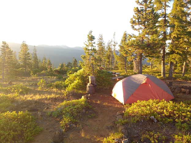 Tent on mountaintop