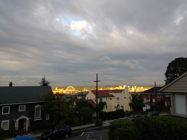 Sunset and cool clouds with houses