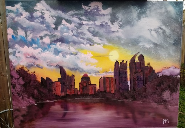 Painting of the Midtown Atlanta Skyline seen from Piedmont Park