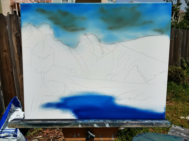 An animated series of pictures taken as the picture was painted.